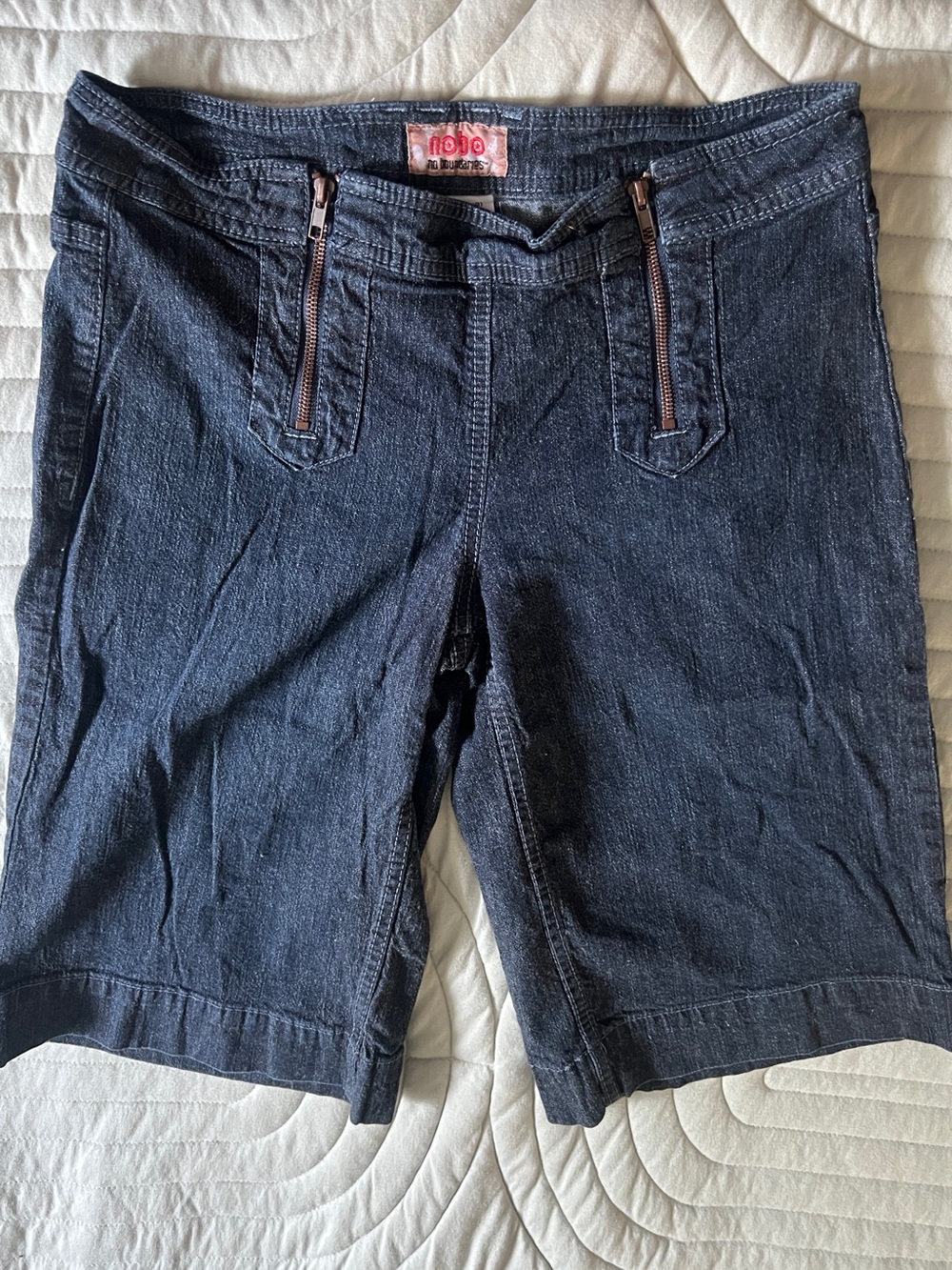 NOBO Dark Indigo Denim Short with Front Zips